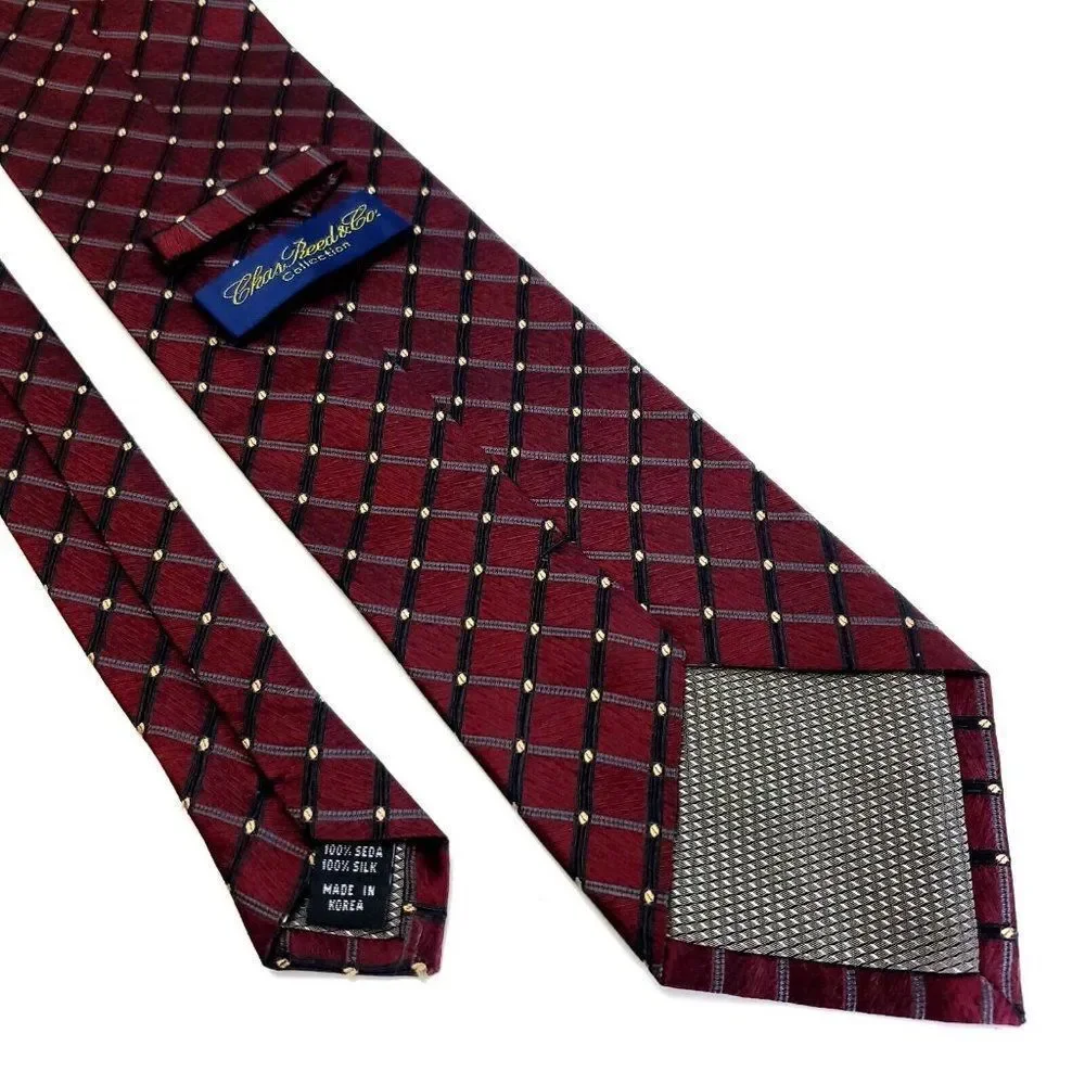 Classic Men's Burgundy Grid Silk Tie